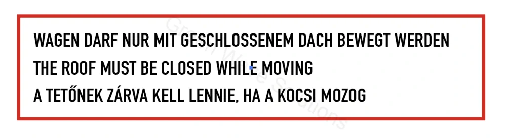 Střecha musí být zavřená při jízdě